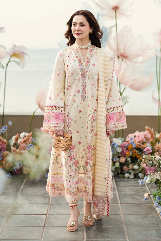 Qalamkar 3PC Unstitched Luxury Lawn Chikenkari Heavy Emb Suit