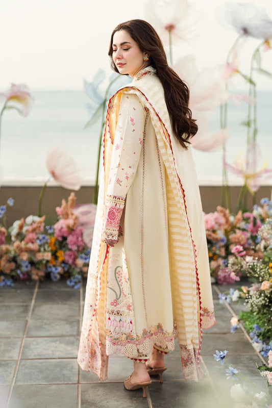 Qalamkar 3PC Unstitched Luxury Lawn Chikenkari Heavy Emb Suit