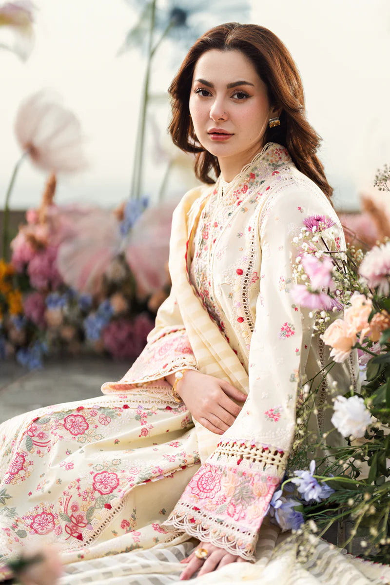 Qalamkar 3PC Unstitched Luxury Lawn Chikenkari Heavy Emb Suit