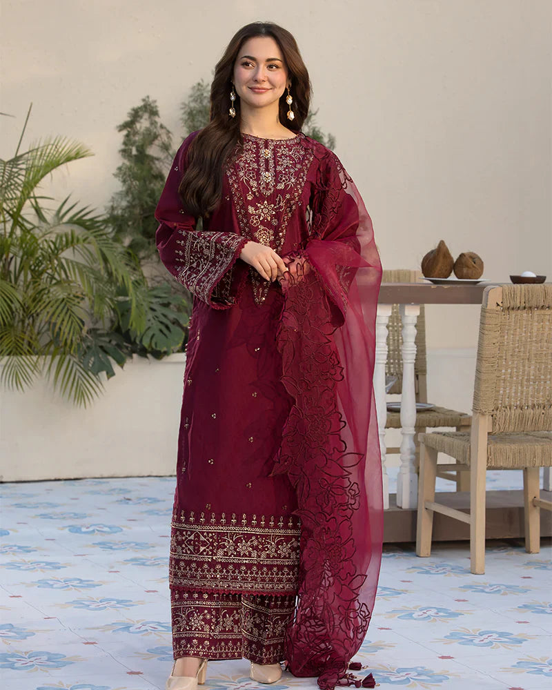 Allys 3pc Unstitched Luxury Lawn Sequence & Embroidered Suit