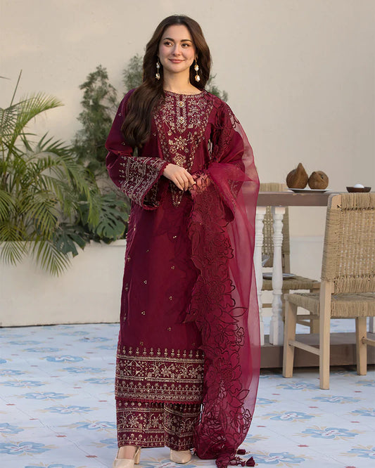 Allys 3pc Unstitched Luxury Lawn Sequence & Embroidered Suit