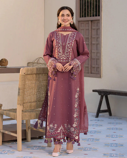 Allys 3pc Unstitched Luxury Lawn Embroidered Suit