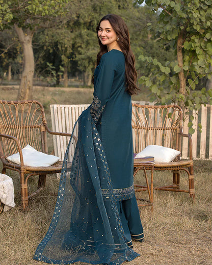 Allys 3pc Unstitched Luxury Lawn Sequence & Embroidered Suit