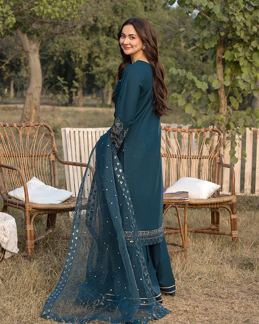 Allys 3pc Unstitched Luxury Lawn Sequence & Embroidered Suit