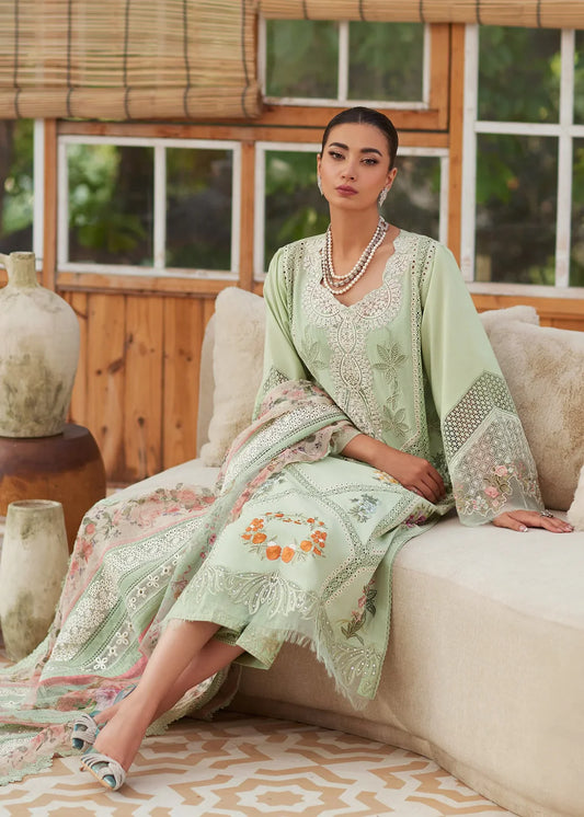 Crimson 3PC Unstitched Luxury Lawn Chikenkari Heavy Embroidered Suit