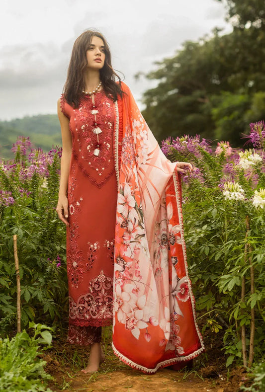 Mushq  3PC Unstitched Luxury Lawn Chikenkari Heavy Embroidered Suit