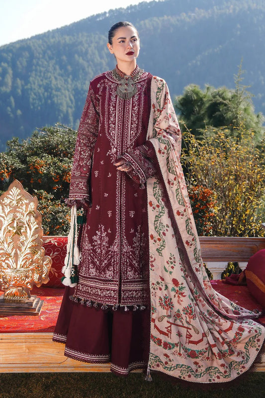 Hussain Rehar 009 Unstitched Luxury Dhanak Heavy Embroidered 3PC Suit