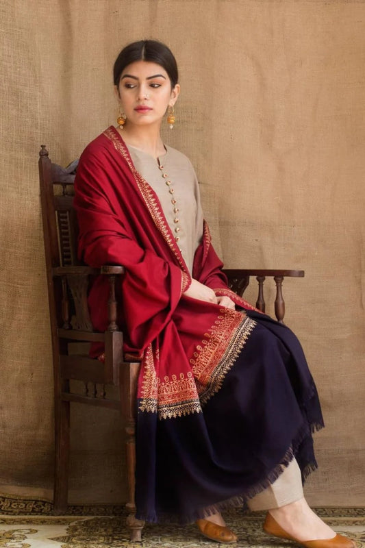 Dyot 002 Unstitched Luxury Dhanak Heavy Embroidered 3PC Suit