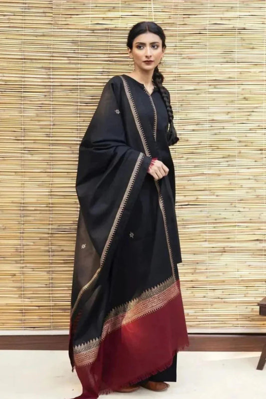 Dyot 001 Unstitched Luxury Dhanak Heavy Embroidered 3PC Suit