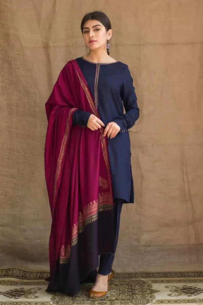 Dyot 004 Unstitched Luxury Dhanak Heavy Embroidered 3PC Suit
