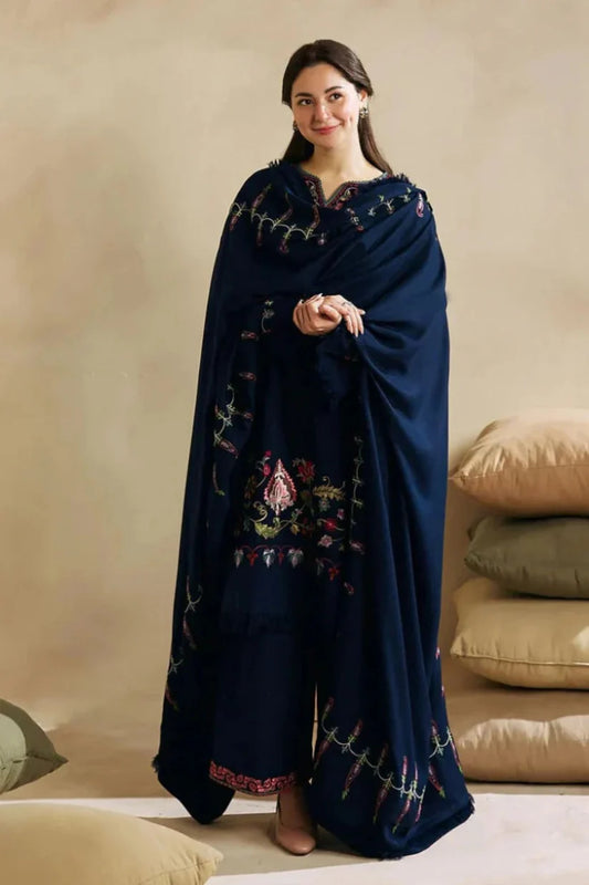 Zara Shahjahan 001 Unstitched Luxury Dhanak Heavy Embroidered 3PC Suit