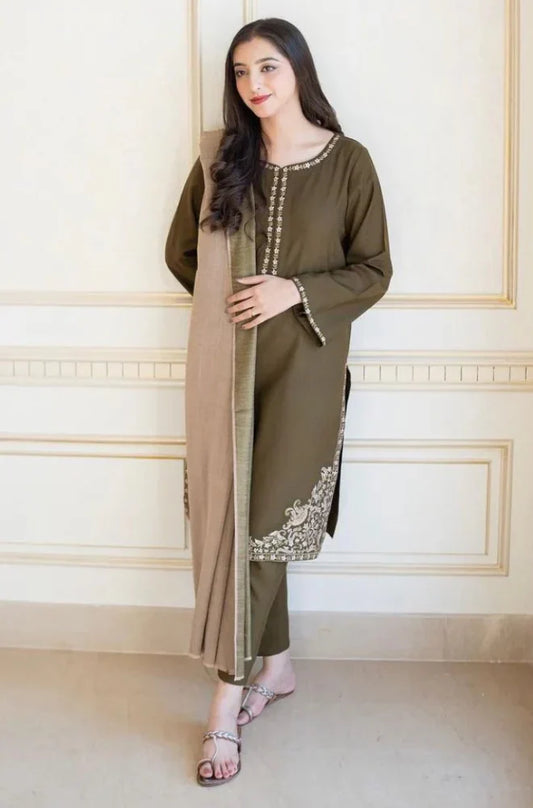 Asling 006 Unstitched Luxury Dhanak Heavy Embroidered 3PC Suit
