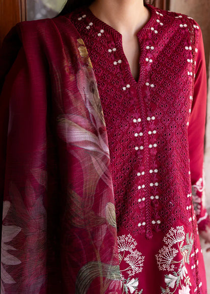 Crimson 002 Unstitched Luxury Dhanak Chikankari Heavy Embroidered 3PC Suit