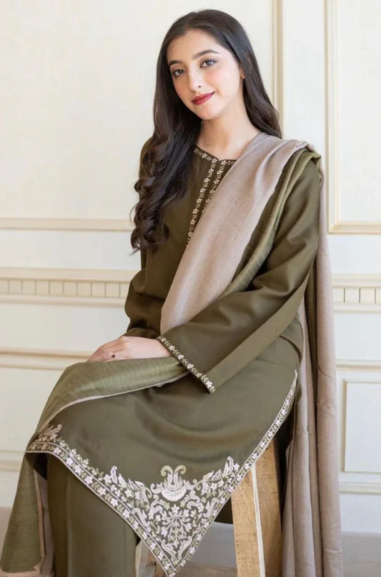 Asling 006 Unstitched Luxury Dhanak Heavy Embroidered 3PC Suit
