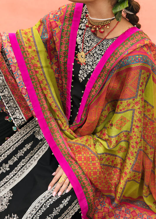 Hussain Rehar 3PC Unstitched Luxury Lawn Heavy Embroidered Suit