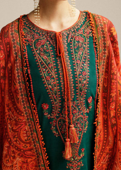 Hussain Rehar 3PC Unstitched Luxury Lawn Heavy Embroidered Suit