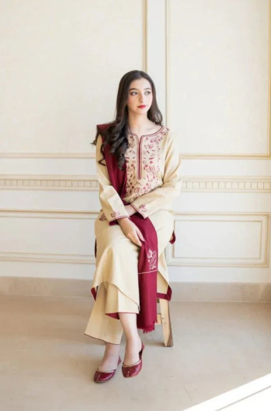 Asling 003 Unstitched Luxury Dhanak Heavy Embroidered 3PC Suit