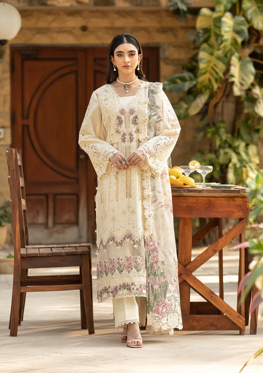 Elaf 3PC Unstitched Luxury Lawn Chikenkari Heavy Embroidered Suit