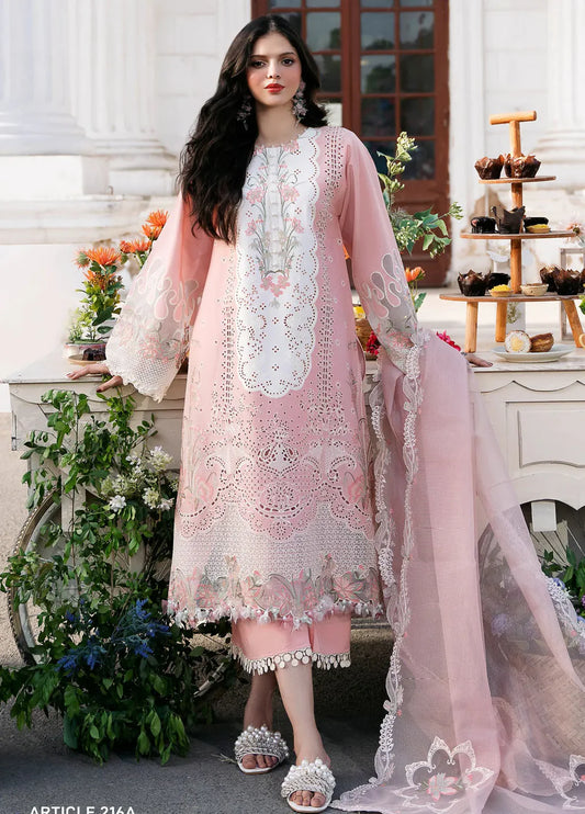 Bin Ilyas 3PC Unstitched Lawn Heavy Embroidered Suit With Emb Organza Dupatta