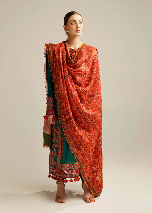 Hussain Rehar 3PC Unstitched Luxury Lawn Heavy Embroidered Suit