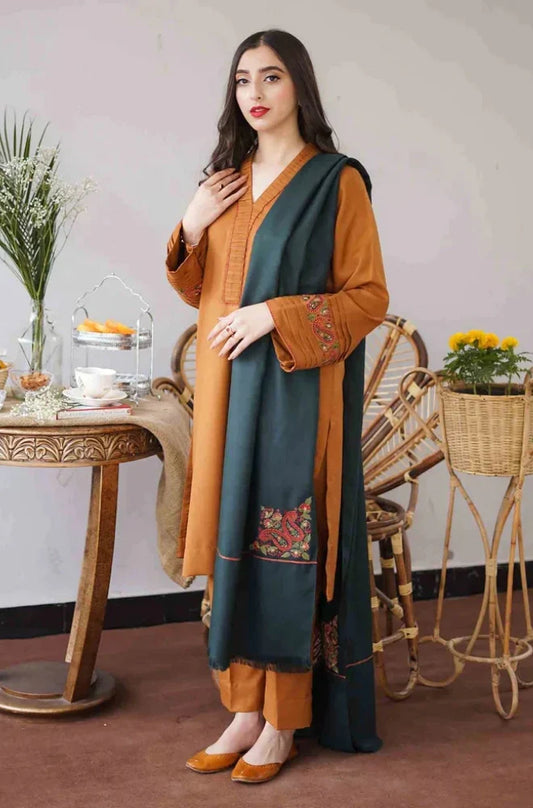 Asling 001 Unstitched Luxury Dhanak Heavy Embroidered 3PC Suit