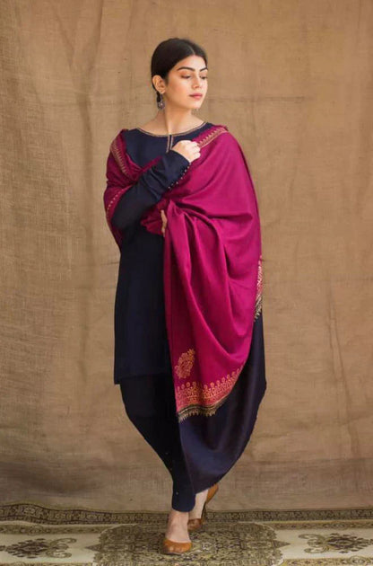Dyot 004 Unstitched Luxury Dhanak Heavy Embroidered 3PC Suit