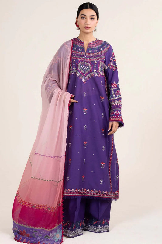Zara Shahjahan 011 Unstitched Luxury Dhanak Heavy Embroidered 3PC Suit