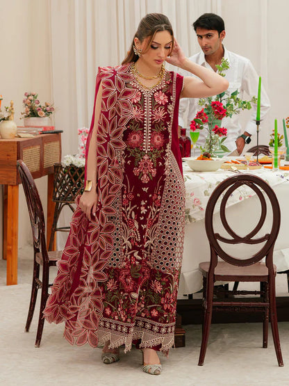 Mahnur 3PC Unstitched Luxury Lawn Chikenkari Heavy Embroidered Suit