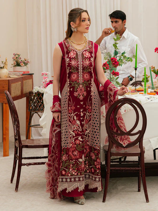 Mahnur 3PC Unstitched Luxury Lawn Chikenkari Heavy Embroidered Suit