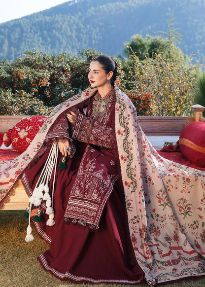 Hussain Rehar 009 Unstitched Luxury Dhanak Heavy Embroidered 3PC Suit