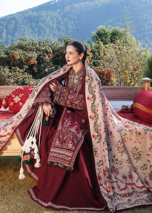 Hussain Rehar 009 Unstitched Luxury Dhanak Heavy Embroidered 3PC Suit