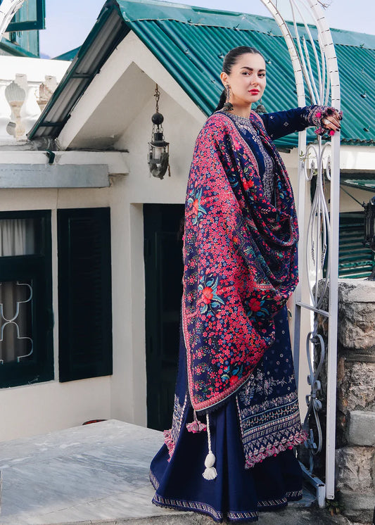 Hussain Rehar 008 Unstitched Luxury Dhanak Heavy Embroidered 3PC Suit