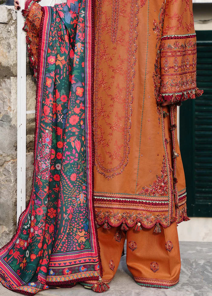 Hussain Rehar 016 Unstitched Luxury Dhanak Heavy Embroidered 3PC Suit