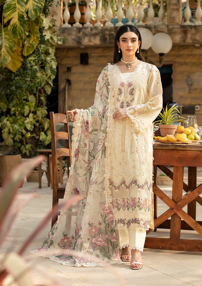 Elaf 3PC Unstitched Luxury Lawn Chikenkari Heavy Embroidered Suit