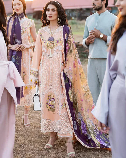 Mushq 3PC Unstitched Luxury Lawn Chikenkari Heavy Embroidered Suit
