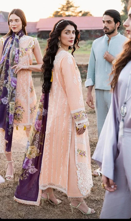 Mushq 3PC Unstitched Luxury Lawn Chikenkari Heavy Embroidered Suit