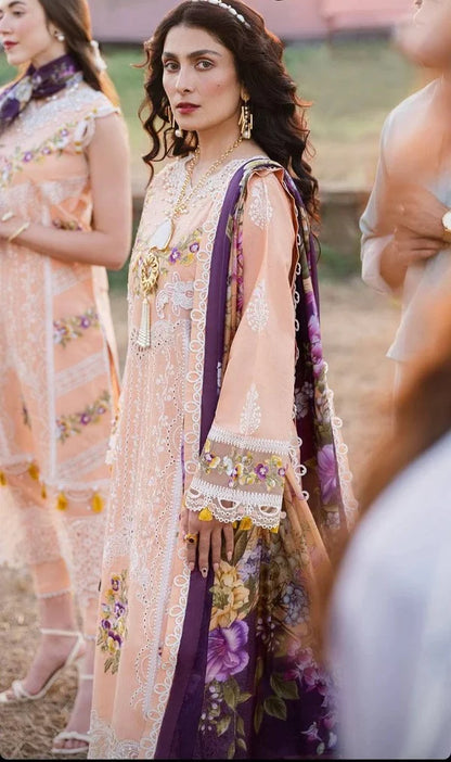 Mushq 3PC Unstitched Luxury Lawn Chikenkari Heavy Embroidered Suit