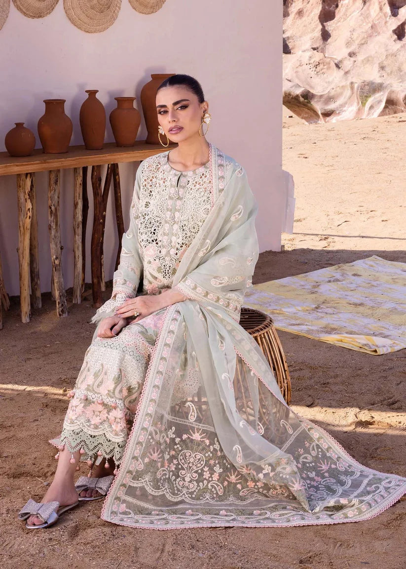 Akber Aslam 3PC Luxury Unstitched Lawn Heavy Embroidered Suit