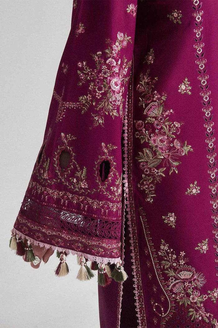 Hussain Rehar 017 Unstitched Luxury Dhanak Heavy Chikenkari Embroidered 3PC Suit