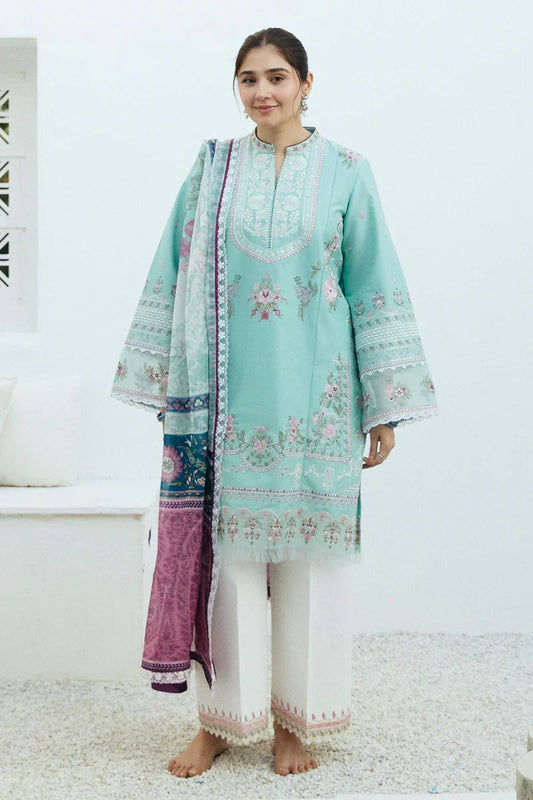 Zara Shahjahan 3PC Unstitched Luxury Lawn Heavy Embroidered Suit
