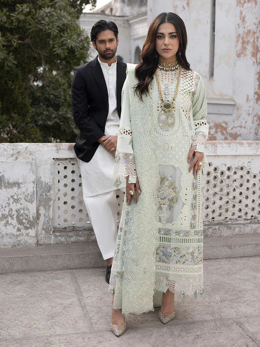 Mahnur 3PC Unstitched Luxury Lawn Chikenkari Heavy Embroidered Suit
