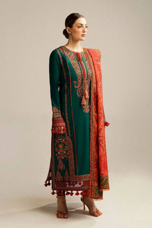 Hussain Rehar 3PC Unstitched Luxury Lawn Heavy Embroidered Suit