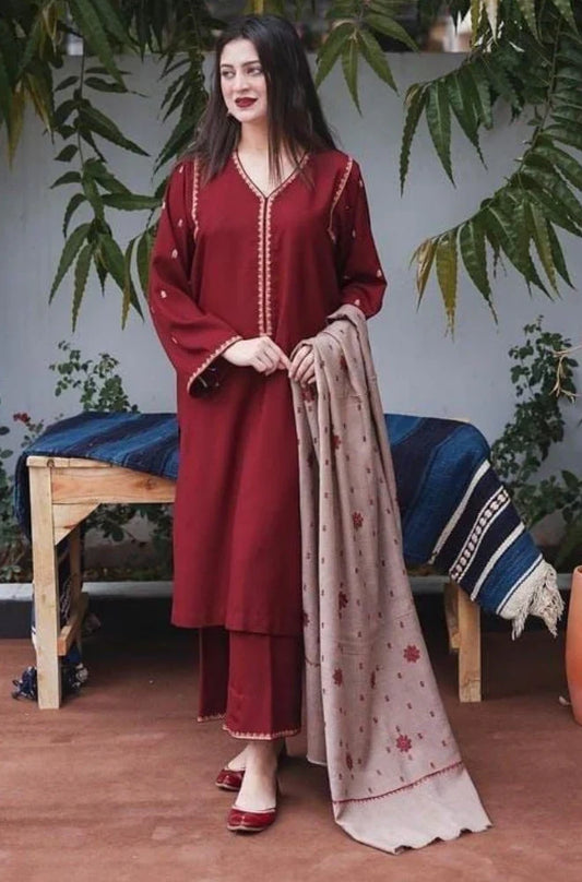 Asling 005 Unstitched Luxury Dhanak Heavy Embroidered 3PC Suit