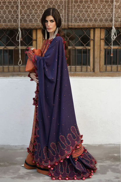 Hussain Rehar 013 Unstitched Luxury Dhanak Heavy Embroidered 3PC Suit