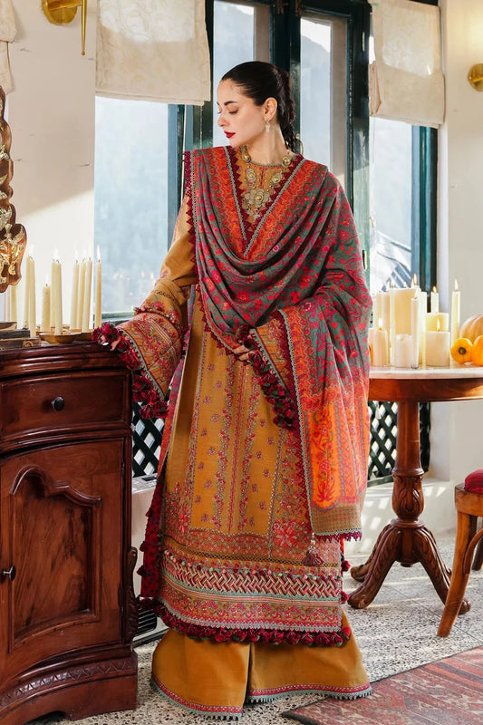 Hussain  Rehar 014 Unstitched Luxury Dhanak Heavy Embroidered 3PC Suit