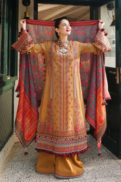 Hussain  Rehar 014 Unstitched Luxury Dhanak Heavy Embroidered 3PC Suit