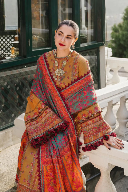 Hussain  Rehar 014 Unstitched Luxury Dhanak Heavy Embroidered 3PC Suit