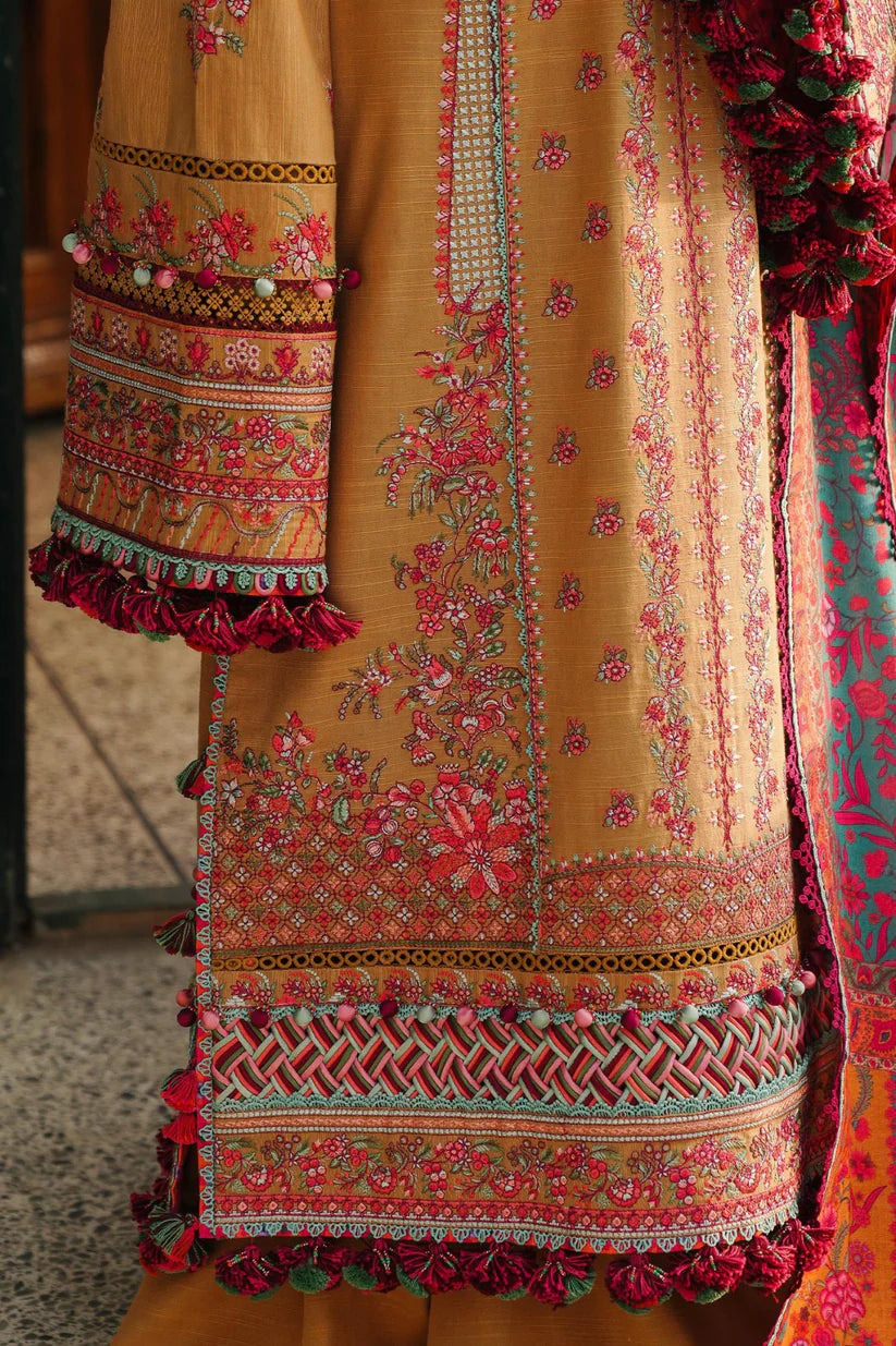Hussain  Rehar 014 Unstitched Luxury Dhanak Heavy Embroidered 3PC Suit