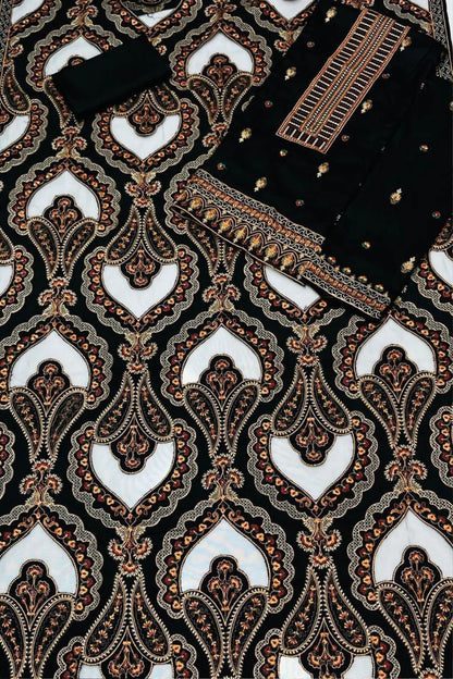 Bareeze  1672 Blue Unstitched Luxury Dhanak Heavy Embroidered 3PC Suit With Laser Cut Shawl