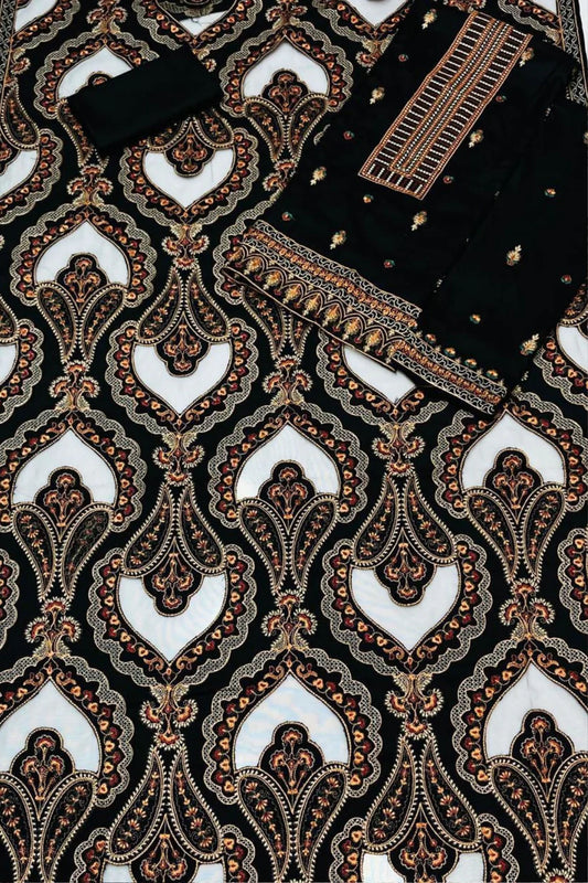 Bareeze  1672 Blue Unstitched Luxury Dhanak Heavy Embroidered 3PC Suit With Laser Cut Shawl